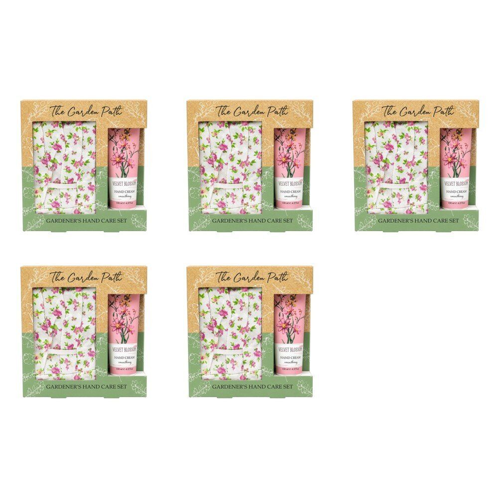 Lulu Grace The Garden Path Gardener's Hand Care Gift Set Gardening Gloves & Hand Cream 130mL Bundle of 5