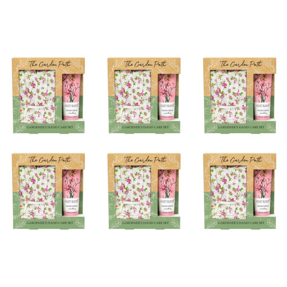 Lulu Grace The Garden Path Gardener's Hand Care Gift Set Gardening Gloves & Hand Cream 130mL Bundle of 6