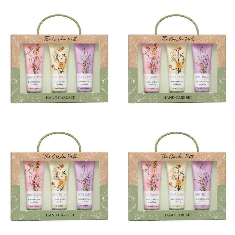 Lulu Grace The Garden Path Hand Care Gift Set 3pc Hand Cream, Hand Scrub & Barrier Balm 60mL Bundle of 4