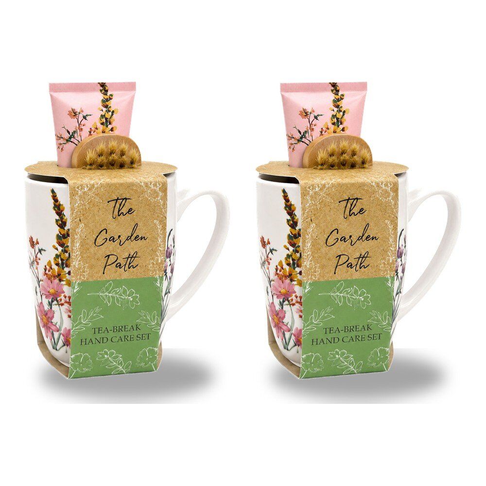 Lulu Grace The Garden Path Tea-Break Hand Care Mug Set with Hand Cream 100mL & Nail Brush Bundle of 2