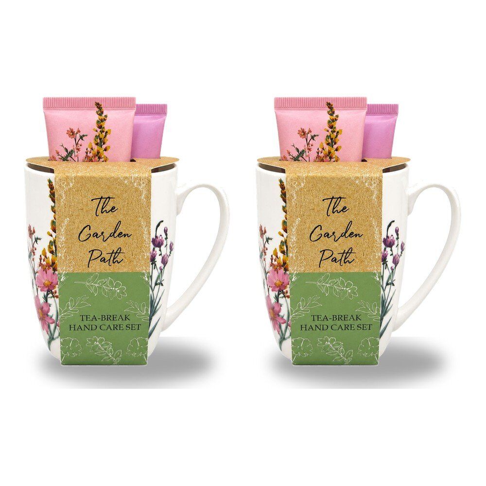 Lulu Grace The Garden Path Tea-Break Hand Care Mug Set with Hand Cream 60mL & Barrier Cream 60mL Bundle of 2