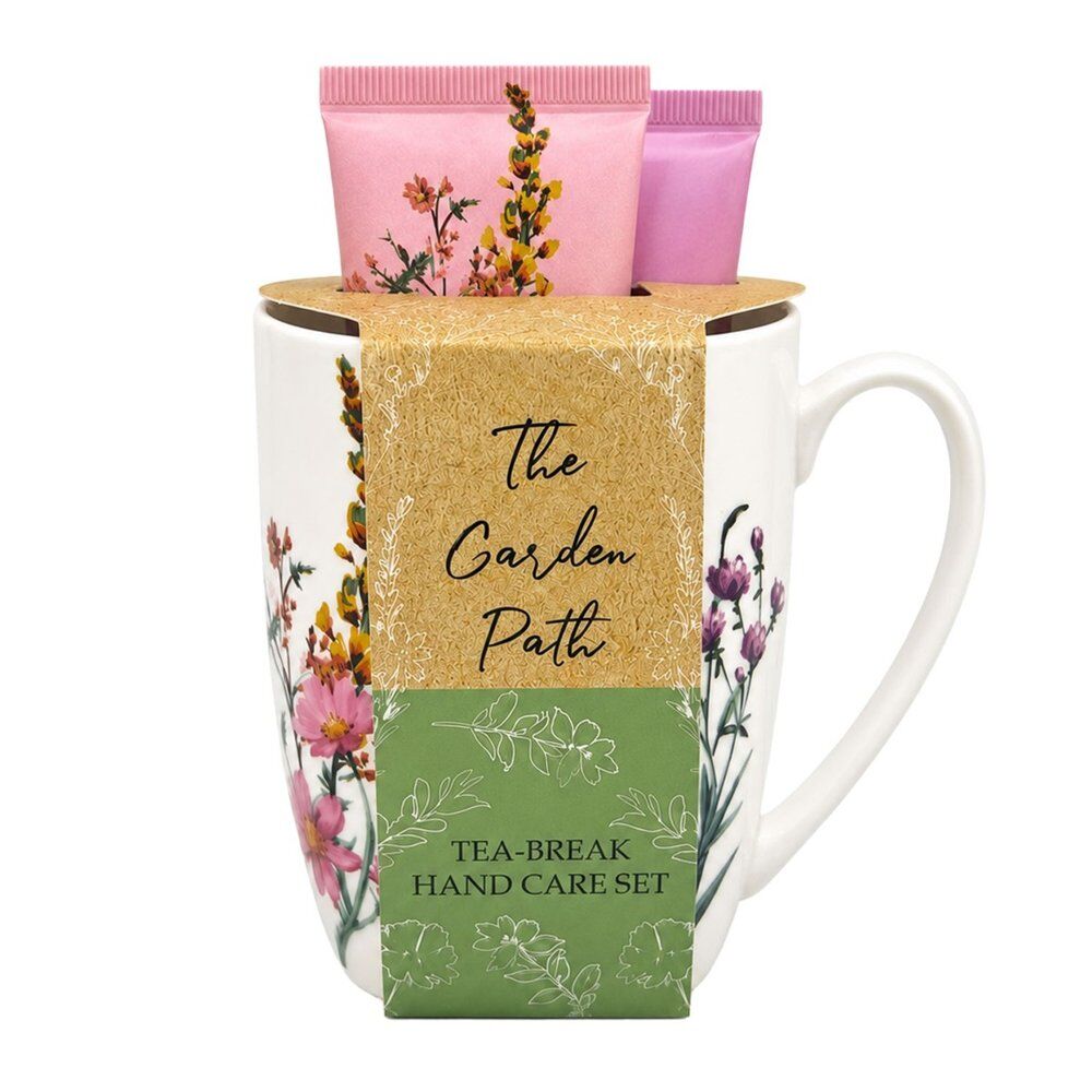 Lulu Grace The Garden Path Tea-Break Hand Care Mug Set with Hand Cream 60mL & Barrier Cream 60mL Bundle of 4