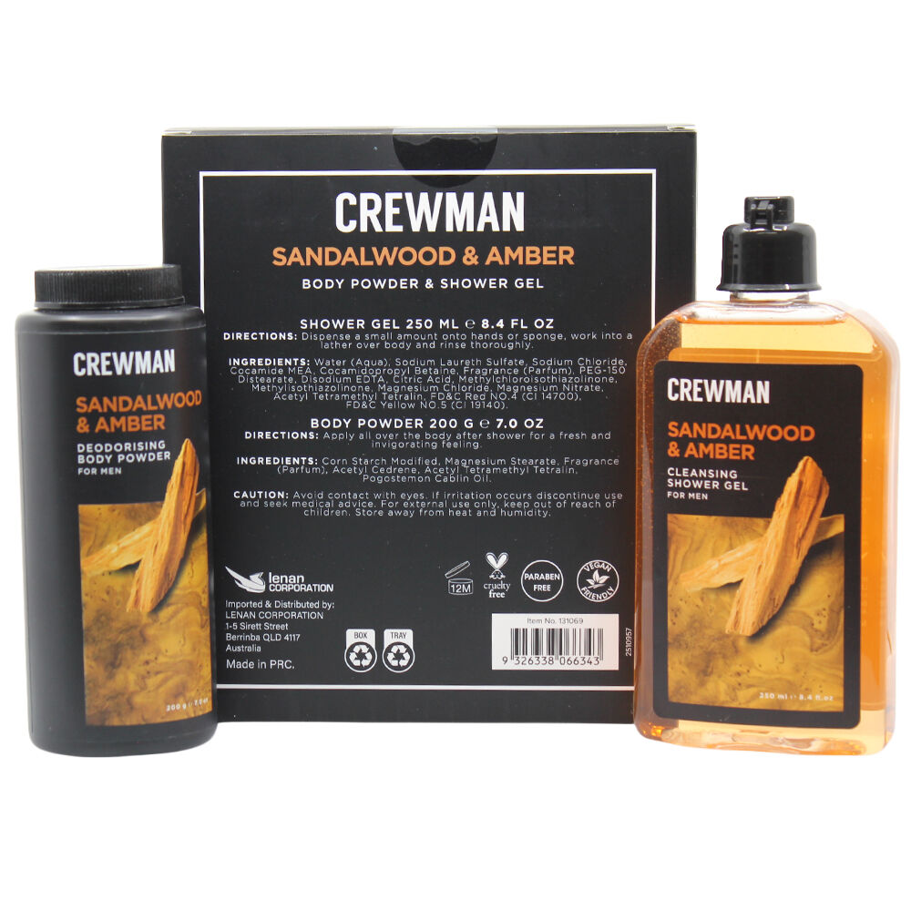 Crewman Sandalwood & Amber Gift Set Body Powder & Shower Gel