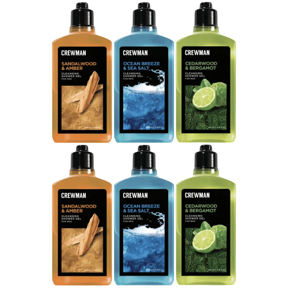 Crewman Shower Gel 250ml 6 Pack Sandalwood Amber Cedarwood Bergamot Ocean Breeze