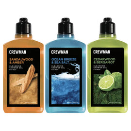 Crewman Shower Gel 250ml 3 Pack Sandalwood Amber Cedarwood Bergamot Ocean Breeze