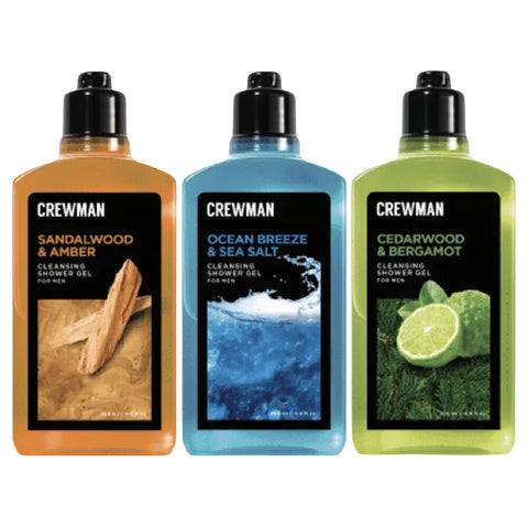 Crewman Shower Gel 250ml 3 Pack Sandalwood Amber Cedarwood Bergamot Ocean Breeze