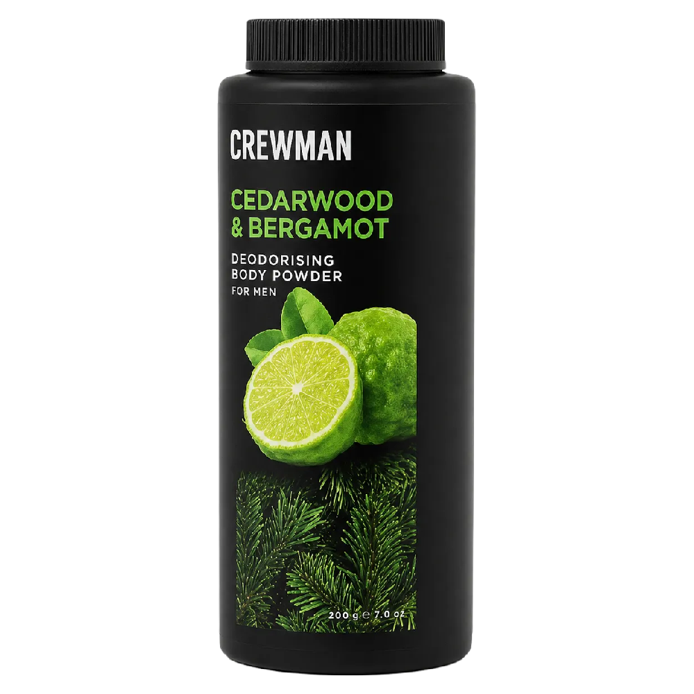Crewman Cedarwood & Bergamot Body Powder For Men 200g Deodorising