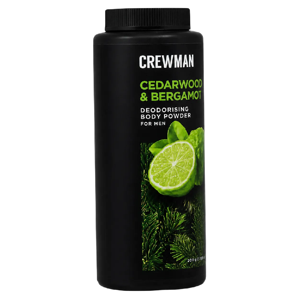 Crewman Cedarwood & Bergamot Body Powder For Men 200g Deodorising