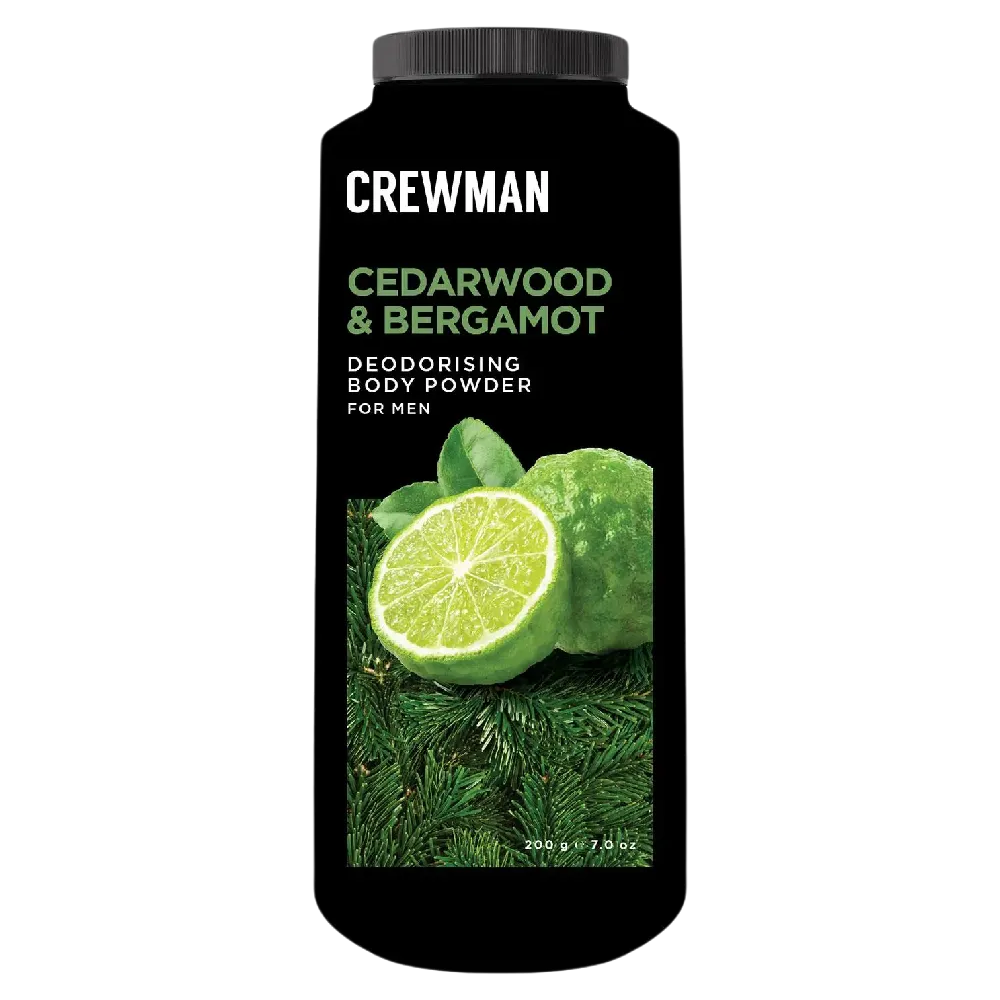 Crewman Cedarwood & Bergamot Body Powder For Men 200g Deodorising