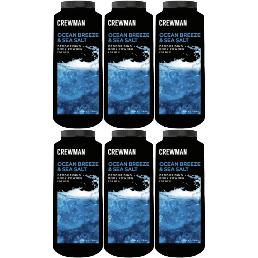Crewman Ocean Breeze Sea Salt Body Powder 200g 6 Pack Mens Deodorising Powder