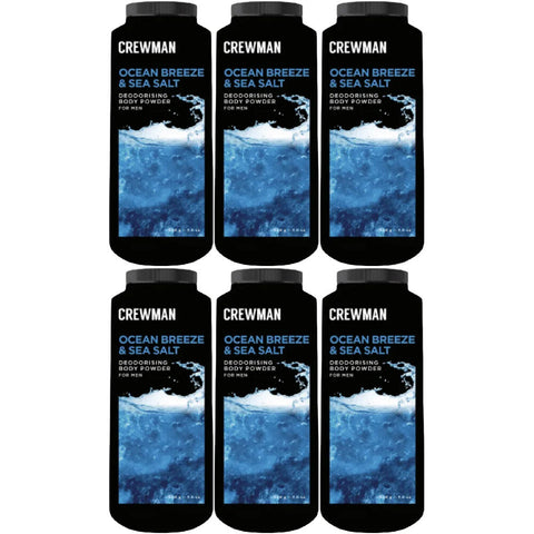 Crewman Ocean Breeze Sea Salt Body Powder 200g 6 Pack Mens Deodorising Powder