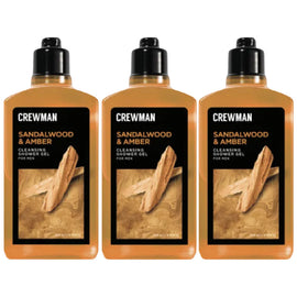 Crewman Sandalwood Amber Shower Gel 250ml 3 Pack Mens Body Wash