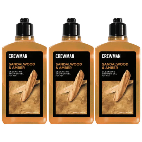 Crewman Sandalwood Amber Shower Gel 250ml 3 Pack Mens Body Wash