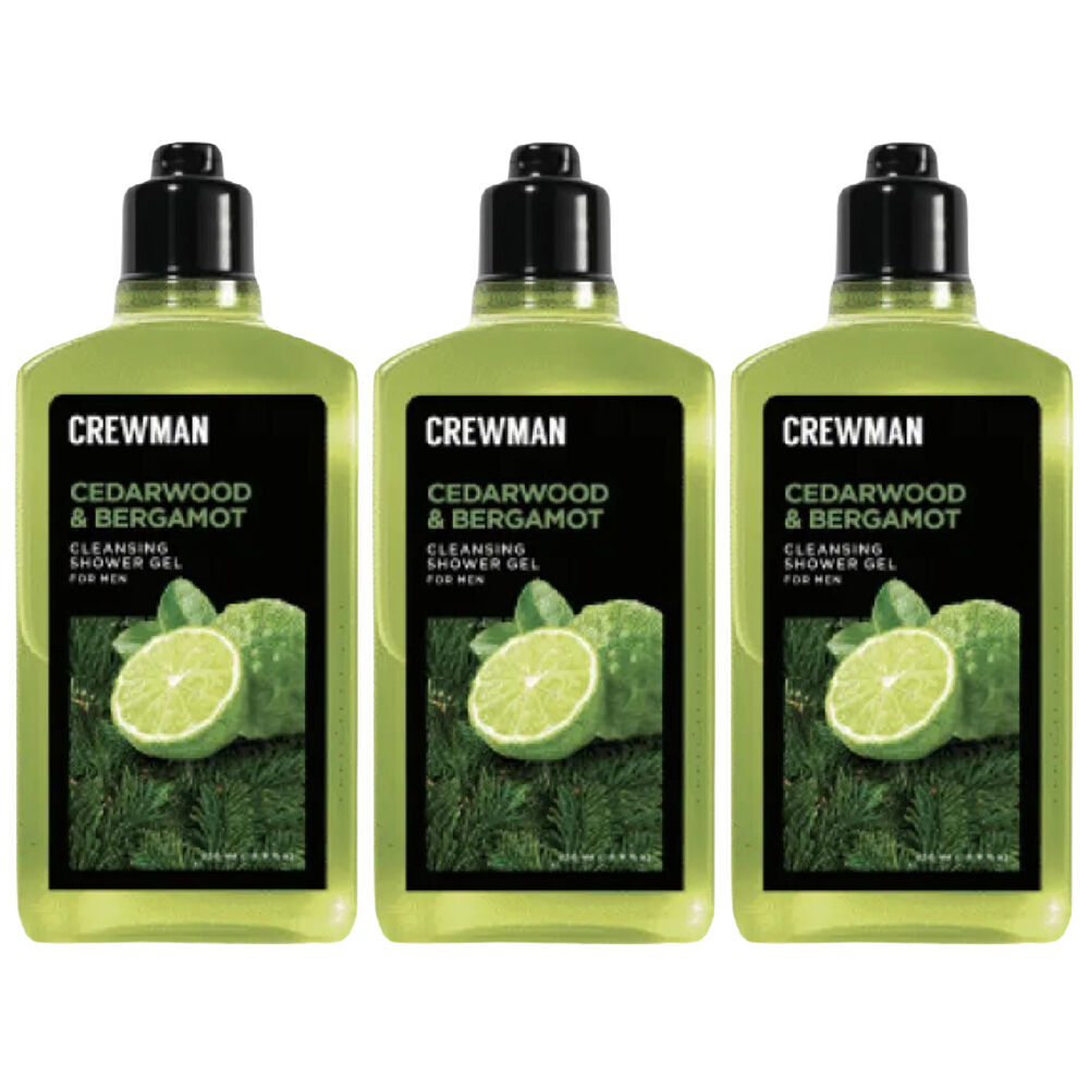 Crewman Cedarwood Bergamot Shower Gel 250ml 3 Pack Mens Body Wash