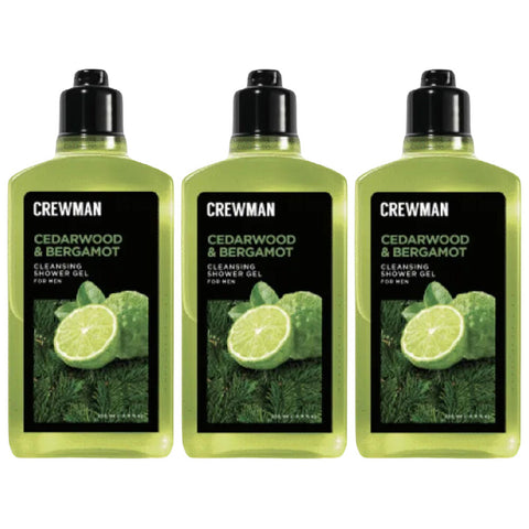 Crewman Cedarwood Bergamot Shower Gel 250ml 3 Pack Mens Body Wash
