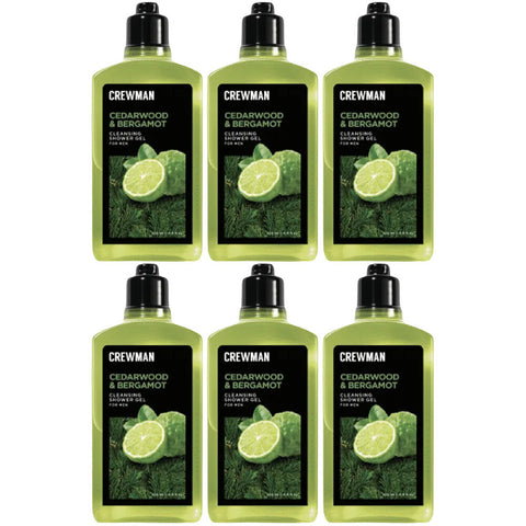 Crewman Cedarwood Bergamot Shower Gel 250ml 6 Pack Mens Body Wash