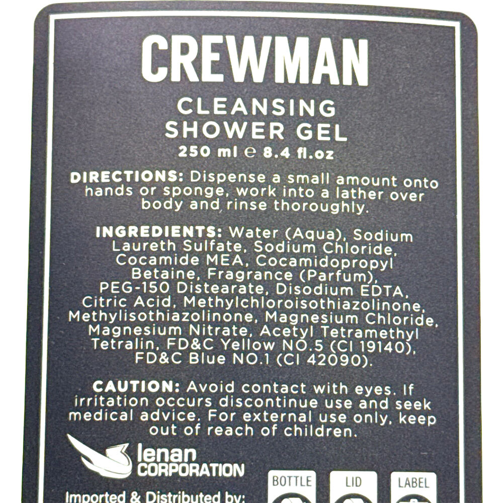 Crewman Cedarwood & Bergamot Shower Gel For Men 250ml Body Wash