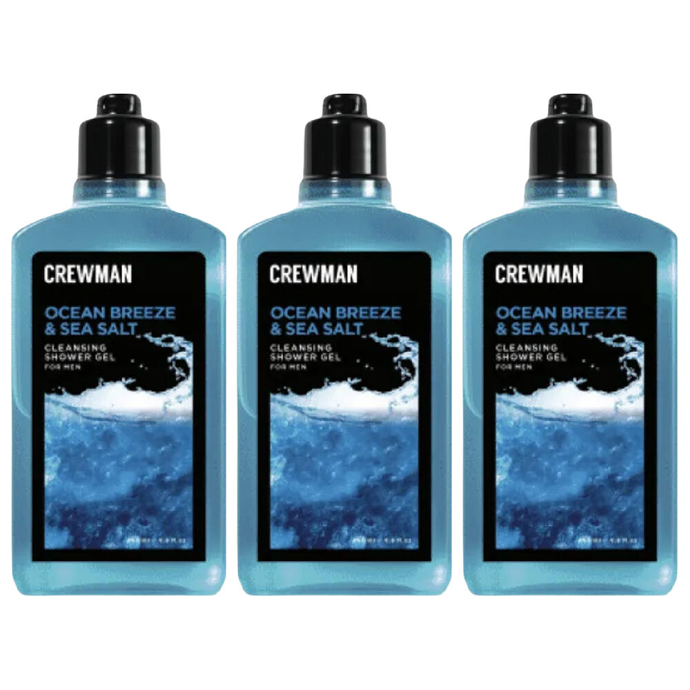 Crewman Ocean Breeze Sea Salt Shower Gel 250ml 3 Pack Mens Body Wash