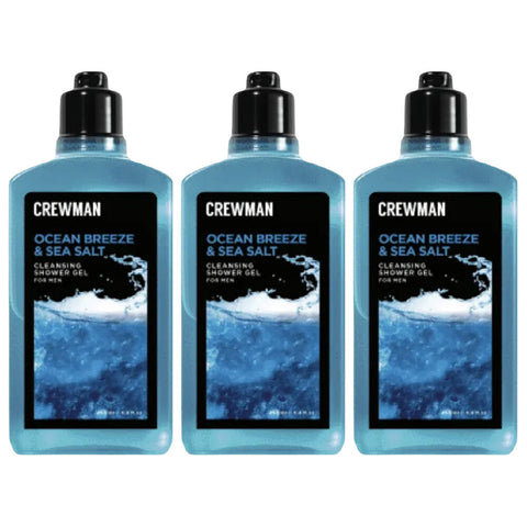Crewman Ocean Breeze Sea Salt Shower Gel 250ml 3 Pack Mens Body Wash