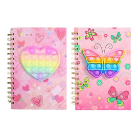 Push Pop Fidget Notebook Girls Heart or Butterfly