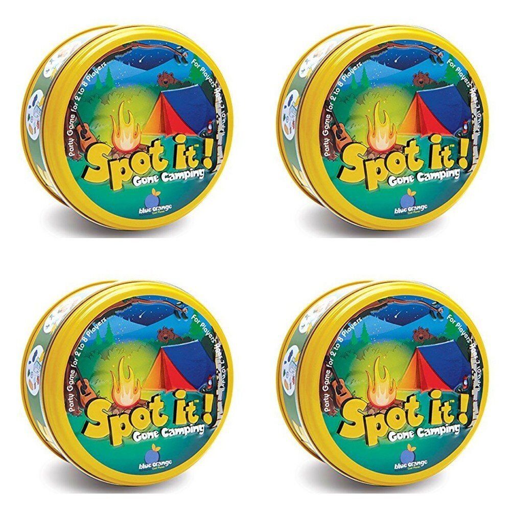 Spot It! Gone Camping Card Game in Tin 2-8 Players Ages 7+ Pack of 4