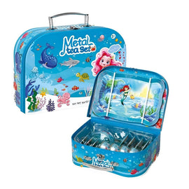 Metal Tea Set with Carry Case, Sea Life Theme