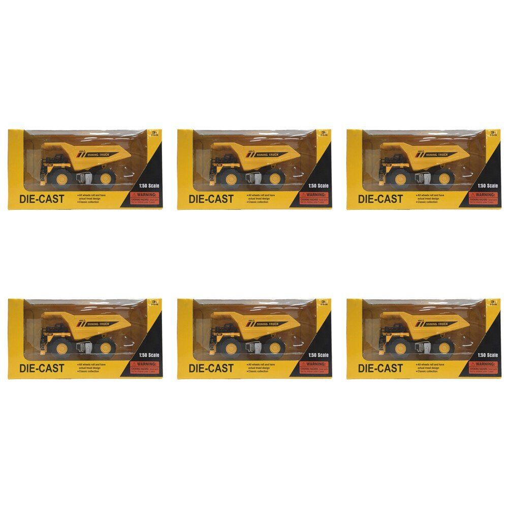 Die-Cast Mining Truck 1:50 Scale Construction Vehicle Toy Pack of 6