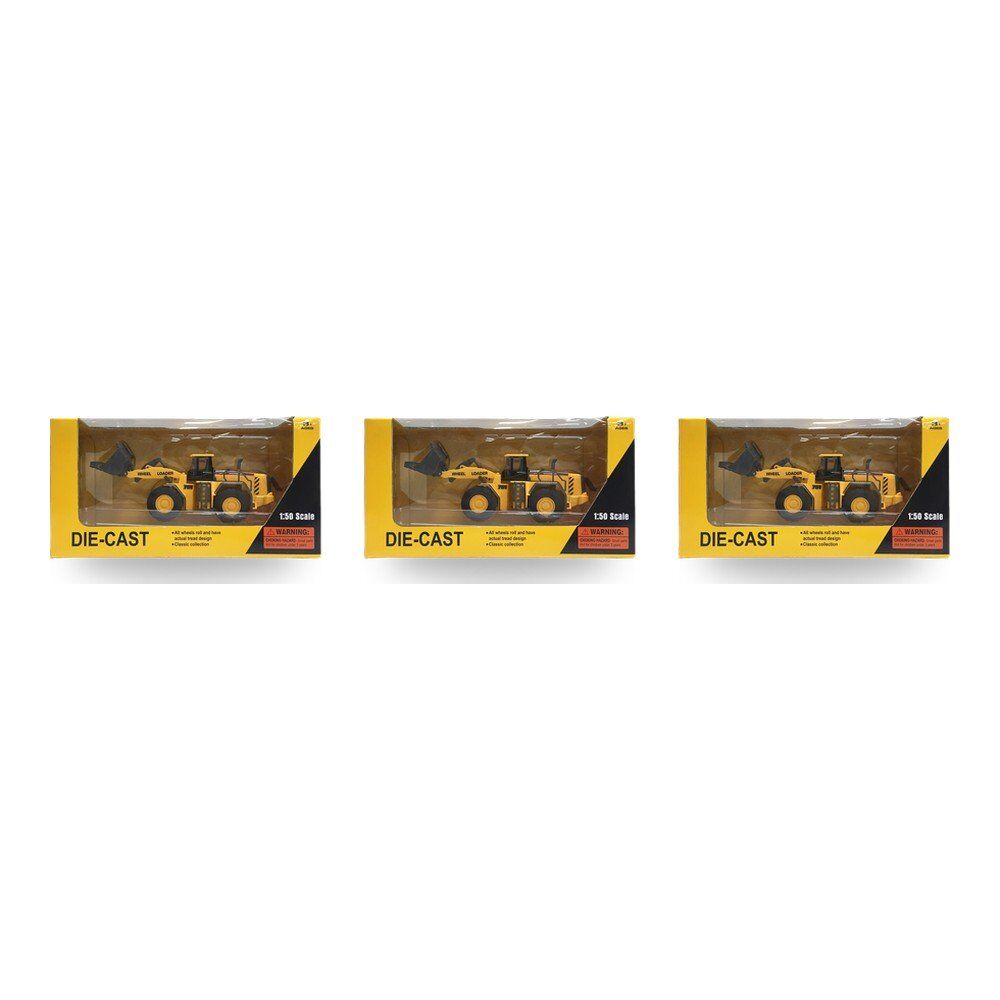 Die-Cast Wheel Loader 1:50 Scale Construction Vehicle Toy Pack of 3
