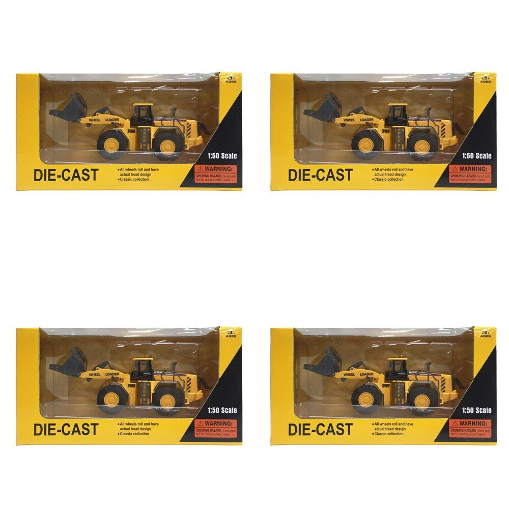 Die-Cast Wheel Loader 1:50 Scale Construction Vehicle Toy Pack of 4
