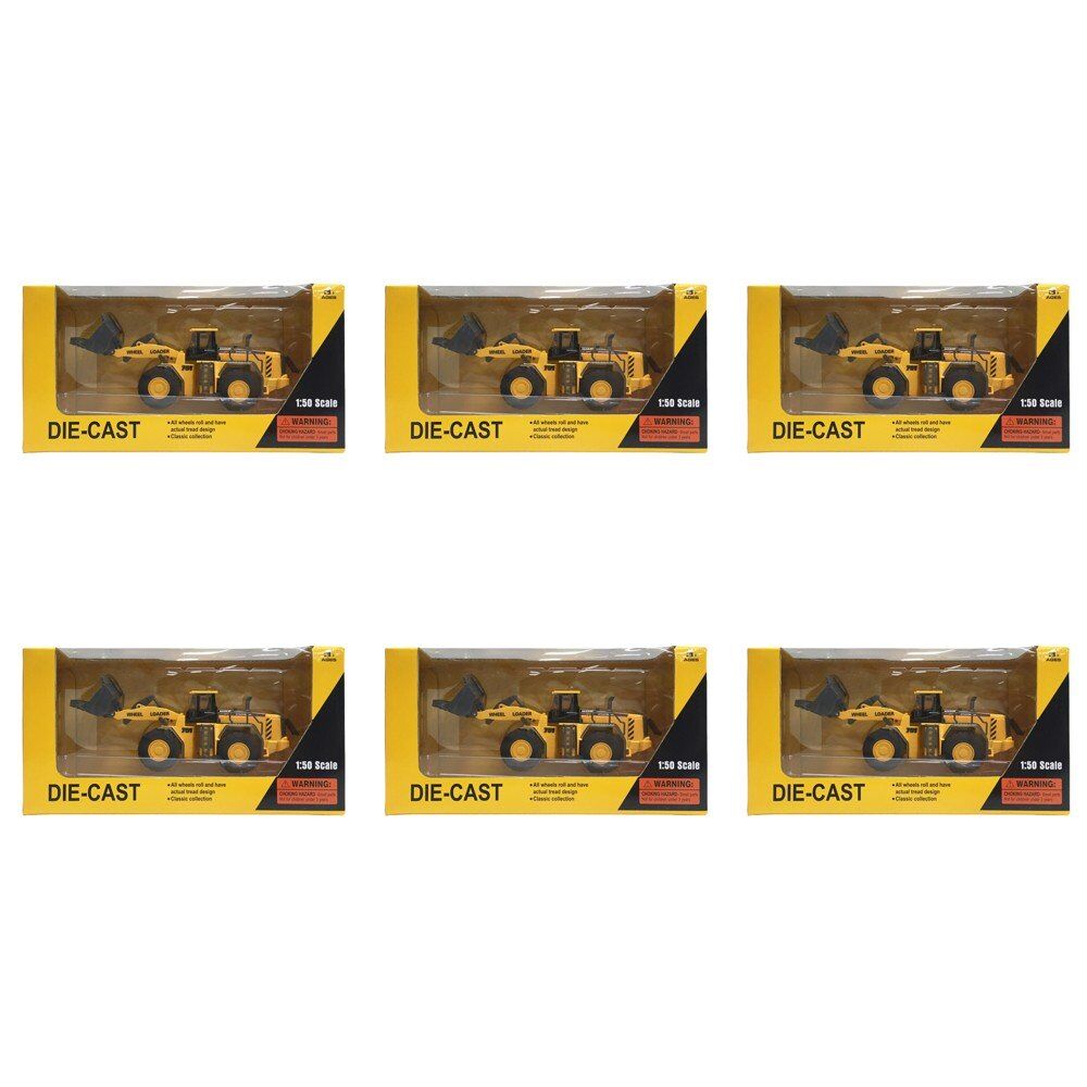 Die-Cast Wheel Loader 1:50 Scale Construction Vehicle Toy Pack of 6