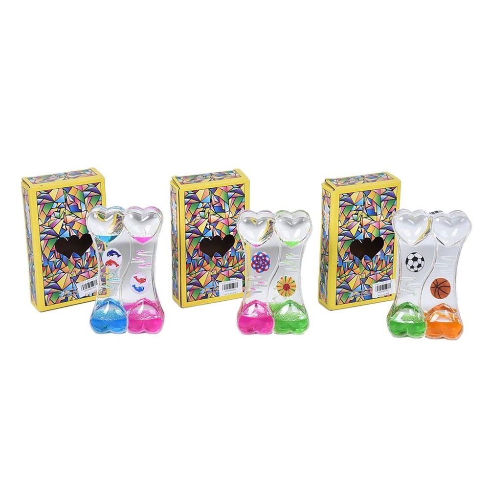 Liquid Motion Timer Double Heart Assorted Designs - Random Design and Colour Supplied Pack of 5