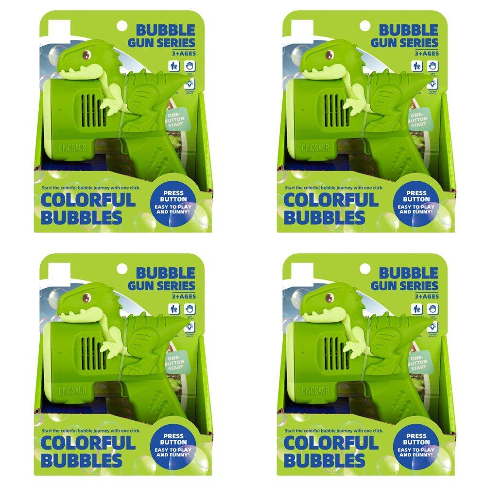 Dinosaur Bubble Gun with Coloured Lights Pack of 4