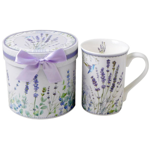 China Mug Lavender and Hummingbird Design Gift Boxed