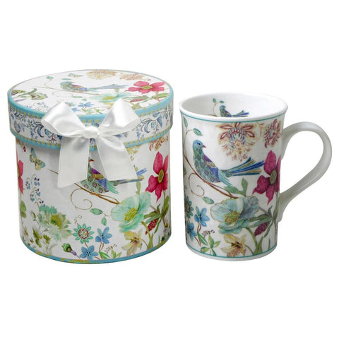 China Mug Flowers and Bird Design Gift Boxed
