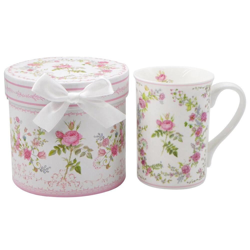 China Mug Rose Wreath Design Gift Boxed