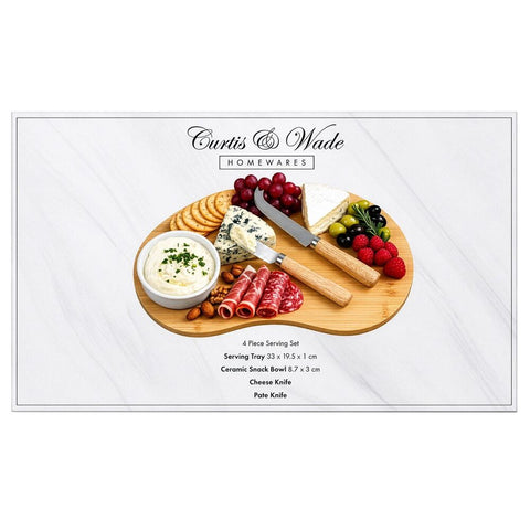 Curtis & Wade Serving Board with Dip Bowl and 2 Knives 4 Piece Set