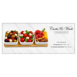 Curtis & Wade 4 Piece Serving Set with 3 Snack Bowls