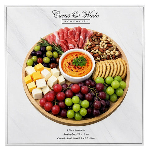 Curtis & Wade Round Serving Tray with Snack Bowl 2 Piece Set