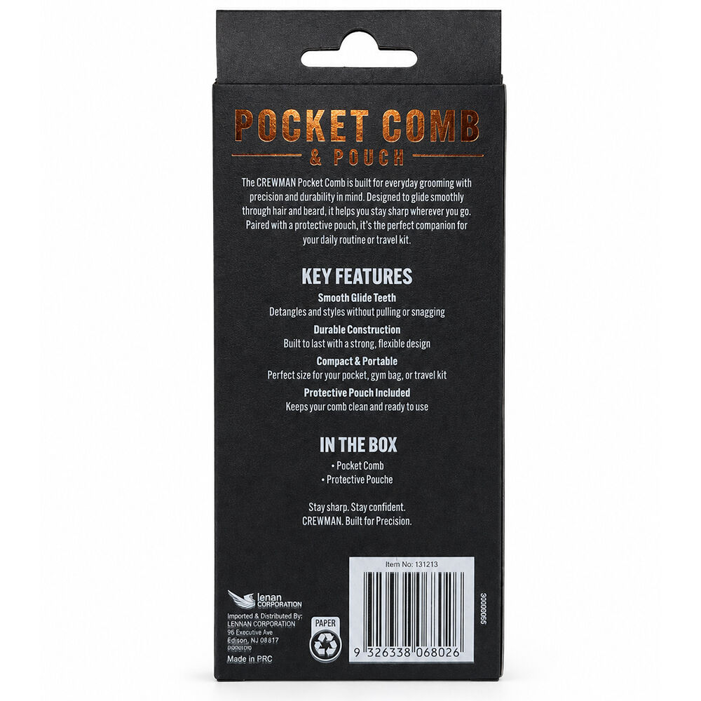 Crewman Pocket Comb and Protective Pouch Hair and Beard Grooming Tool
