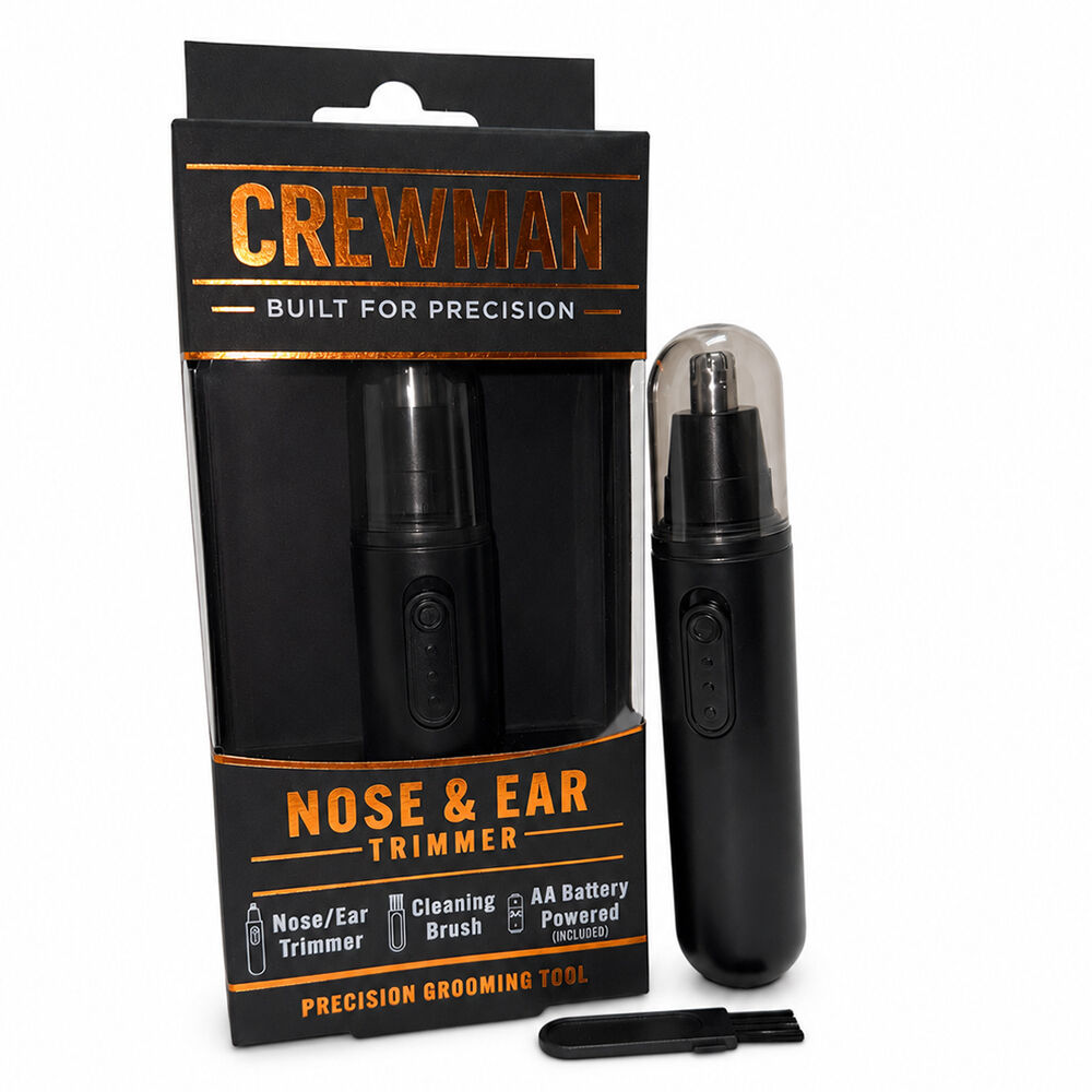 Crewman Nose and Ear Hair Trimmer Battery Powered Grooming Tool with Brush