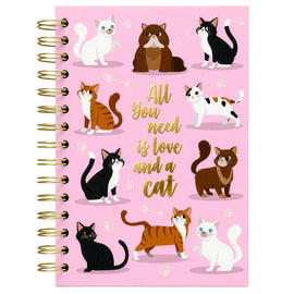 Cat Spiral Notebook Gold Wire Bound