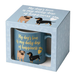 Daily Dose of Happiness Mug Dog Design Gift Boxed