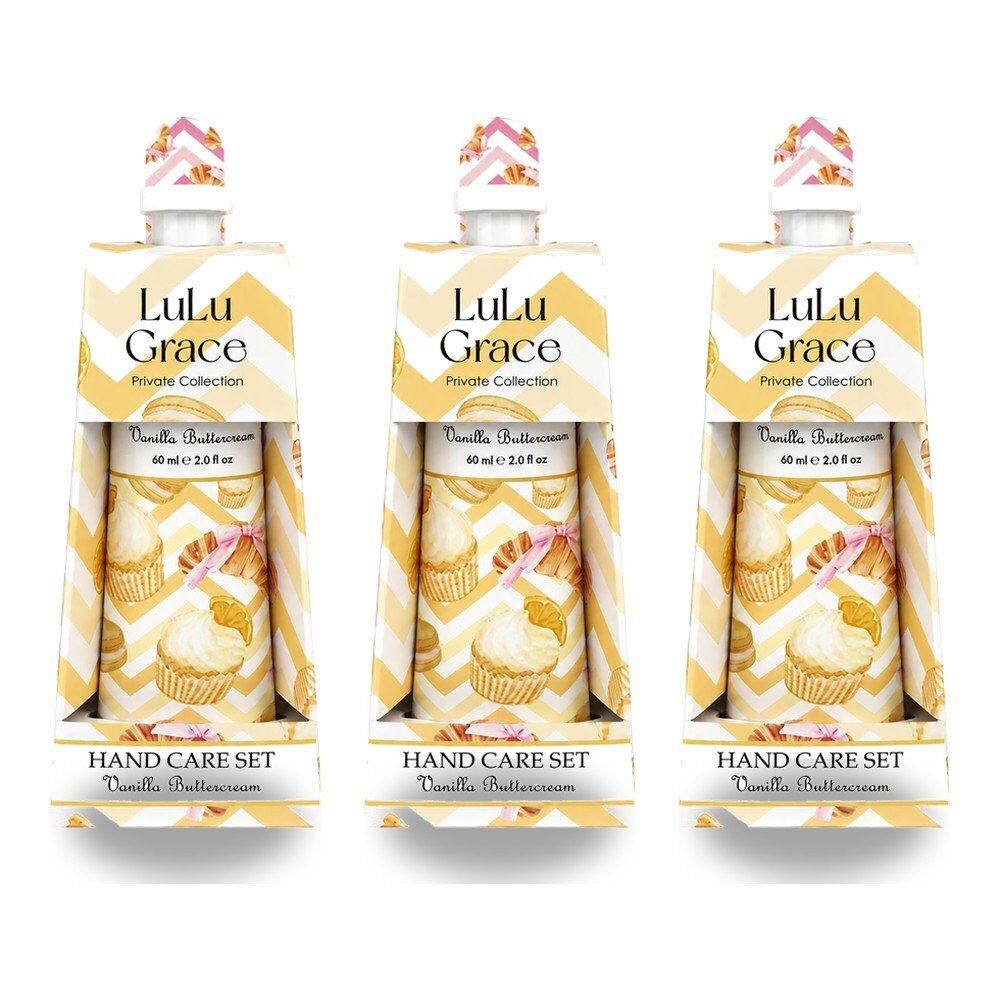 Lulu Grace Vanilla Buttercream Hand Cream 60mL & Nail File Hand Care Set Bundle of 3