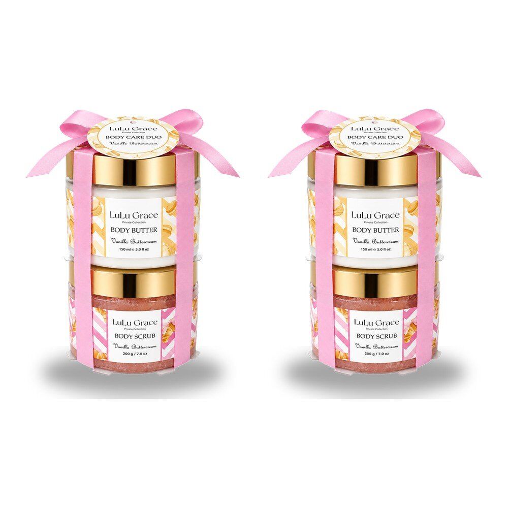 Lulu Grace Vanilla Buttercream Body Scrub 200g & Body Butter 150mL Body Care Duo Bundle of 2