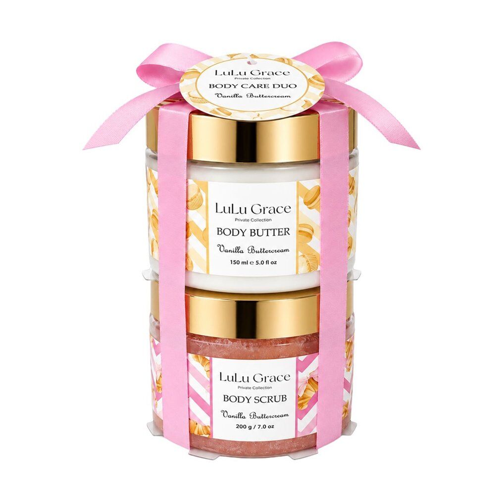 Lulu Grace Vanilla Buttercream Body Scrub 200g & Body Butter 150mL Body Care Duo Bundle of 4