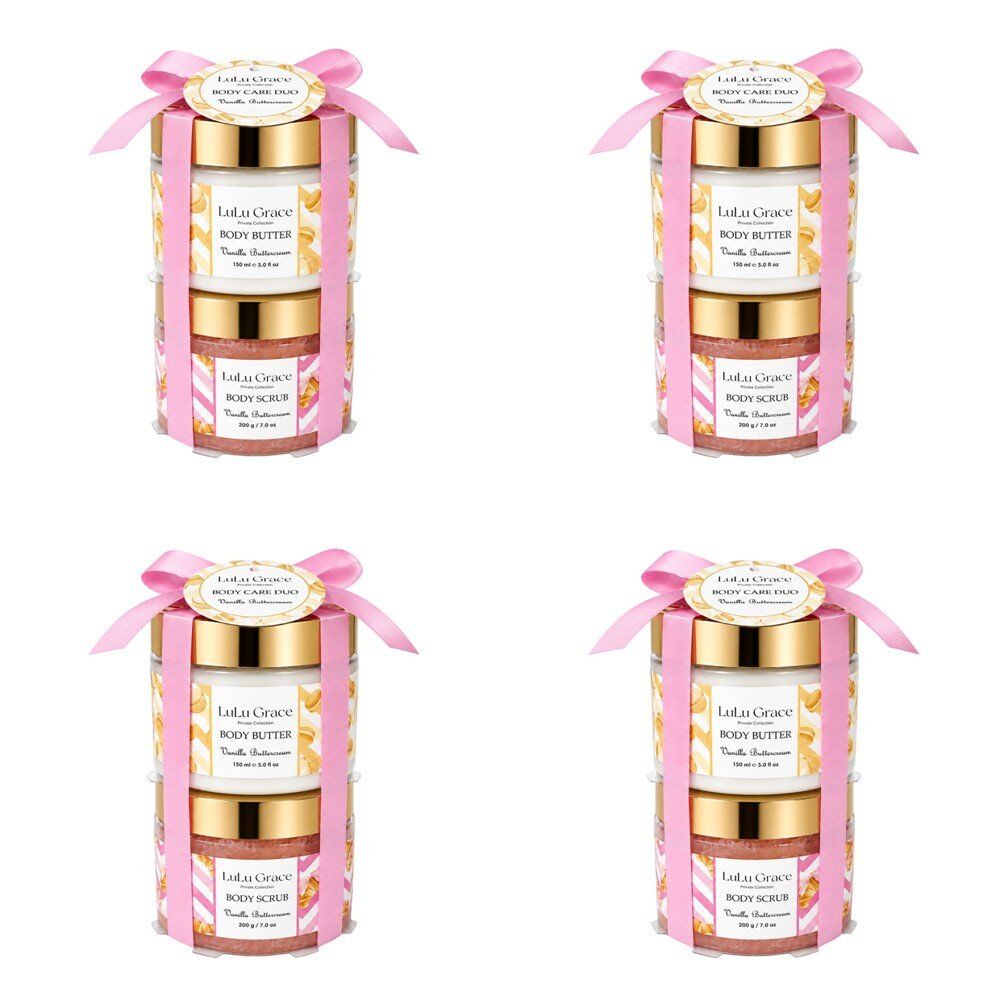 Lulu Grace Vanilla Buttercream Body Scrub 200g & Body Butter 150mL Body Care Duo Bundle of 4