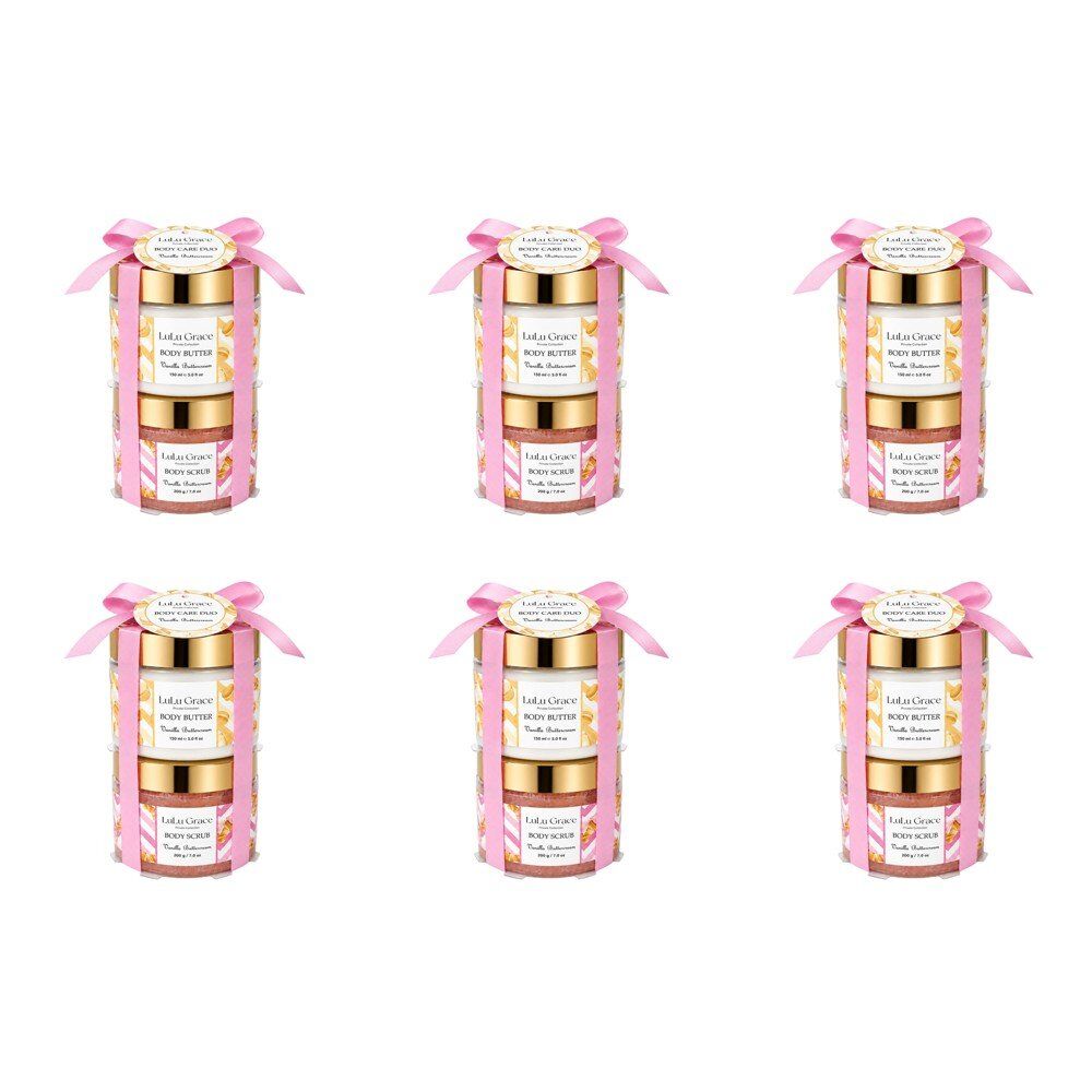 Lulu Grace Vanilla Buttercream Body Scrub 200g & Body Butter 150mL Body Care Duo Bundle of 6