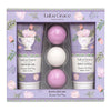 Lulu Grace Lavender Earl Grey Bath Gift Set Shower Gel 200mL, Body Lotion 200mL & 3 Bath Fizzers Bundle of 5