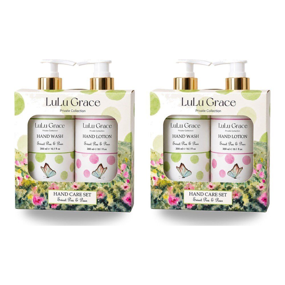 Lulu Grace Sweet Pea & Pear Hand Wash 300mL & Hand Lotion 300mL Hand Care Set Bundle of 2