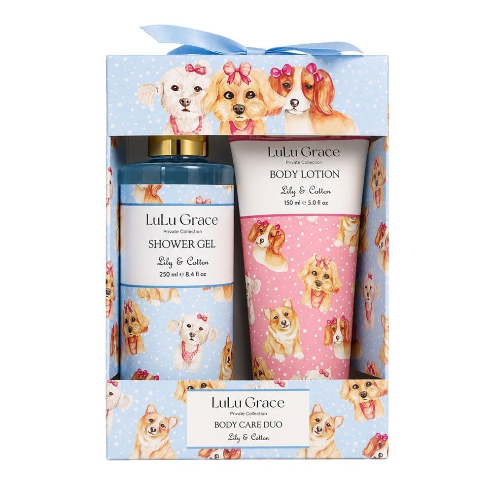 Lulu Grace Lily & Cotton Shower Gel 250mL & Body Lotion 150mL Body Care Duo Bundle of 3